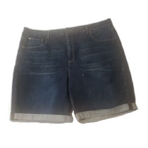 Terra Sky Dark Wash Roll Hem Stretch 5 Pocket LN Denim Shorts Size 24W